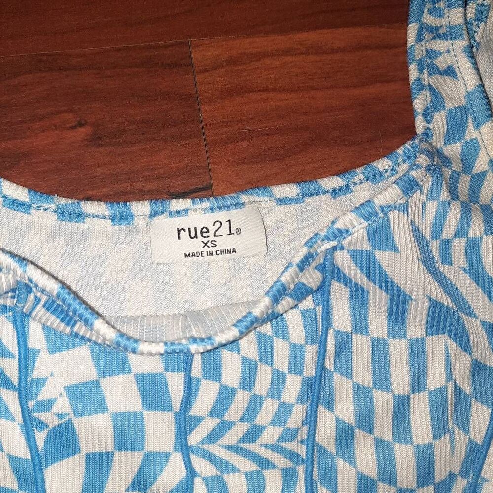 Y2K Blue Ribbed Crop Tops - Picture 3 of 3